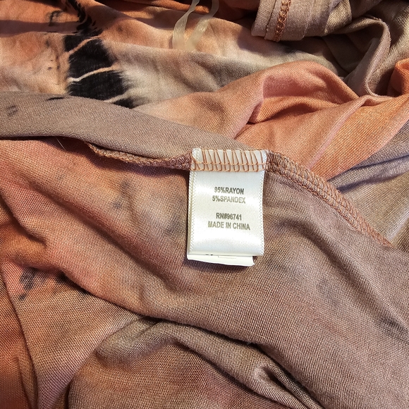 Tie-Dye Open Front Cardigan - Orange and Black - Picture 4 of 5